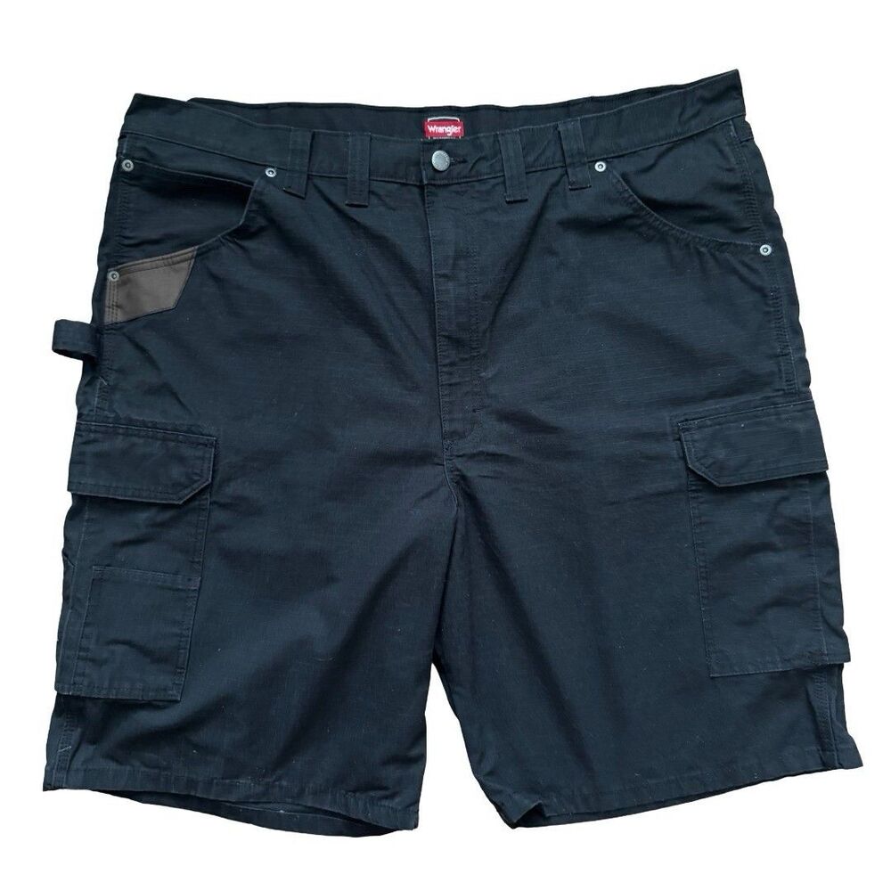 Wrangler Workwear Ripstop Cargo Shorts Black Big Tall Cotton Men's Size 44